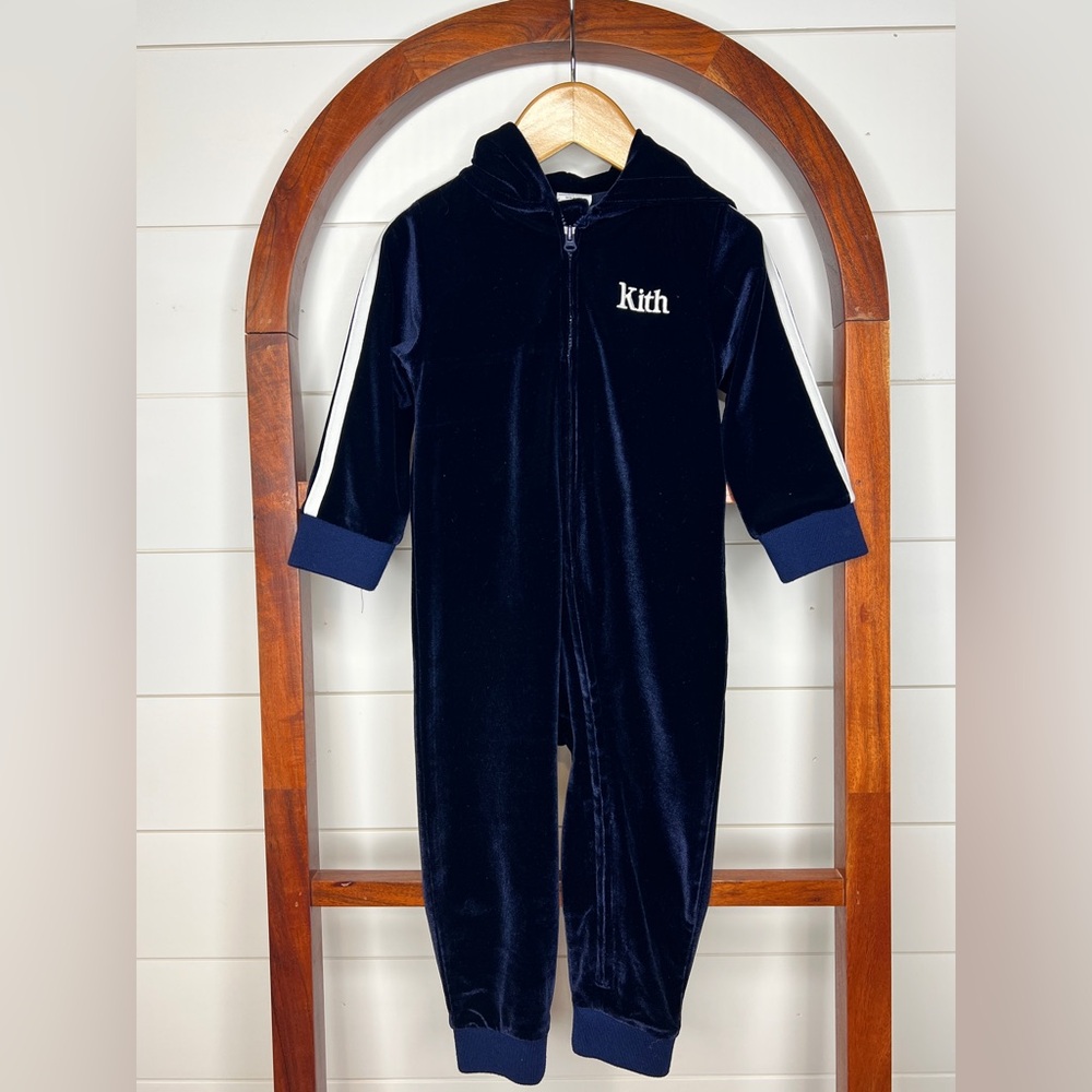 Kith Kids: Baby Royal Blue Velour Hoodie Onesie